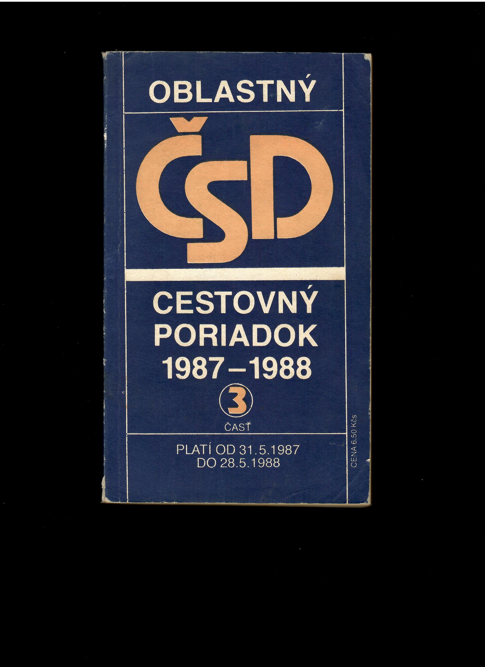 Oblastný cestovný poriadok ČSD 1987-1988