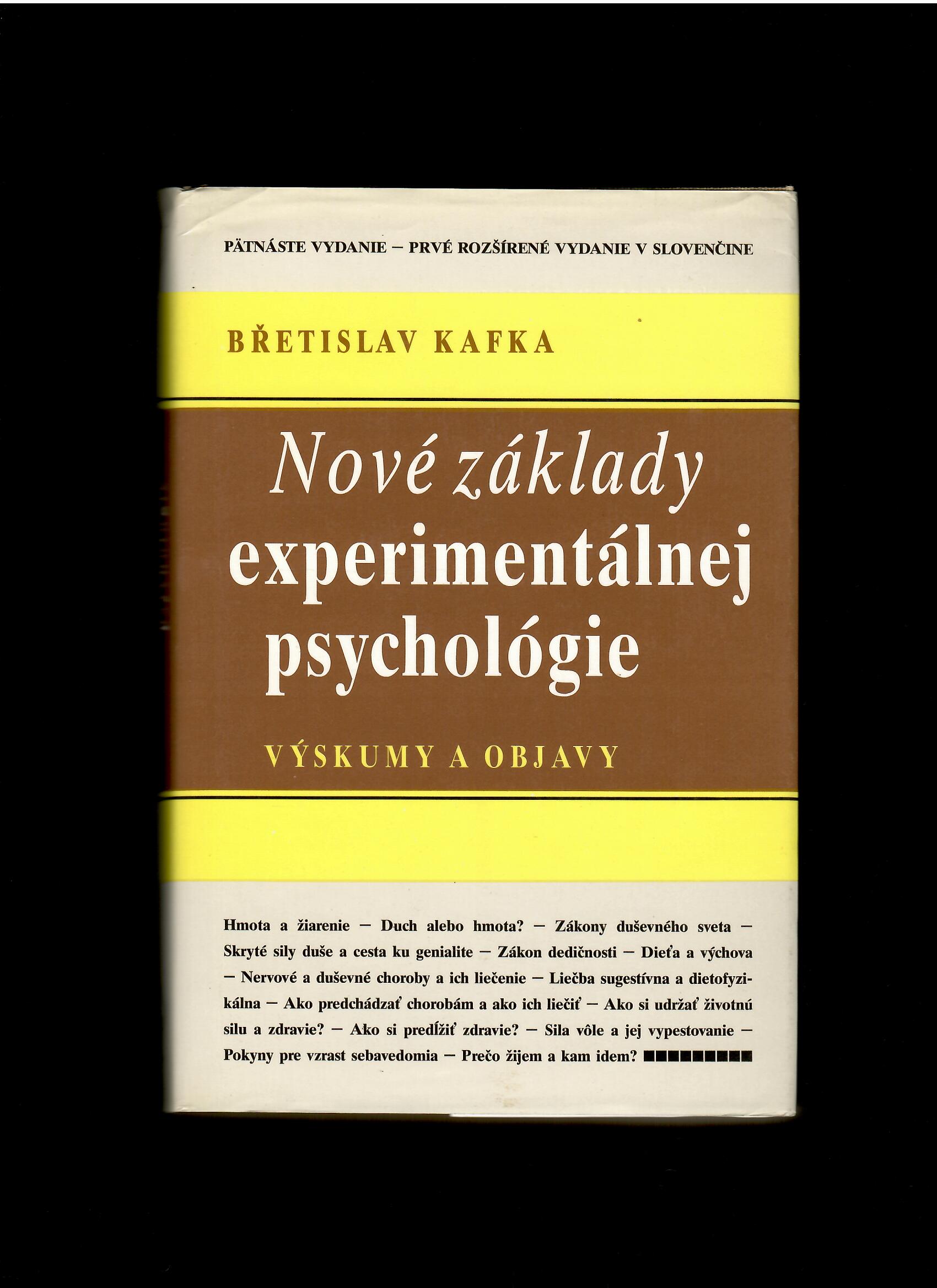 Břetislav Kafka: Nové základy experimentálnej psychológie
