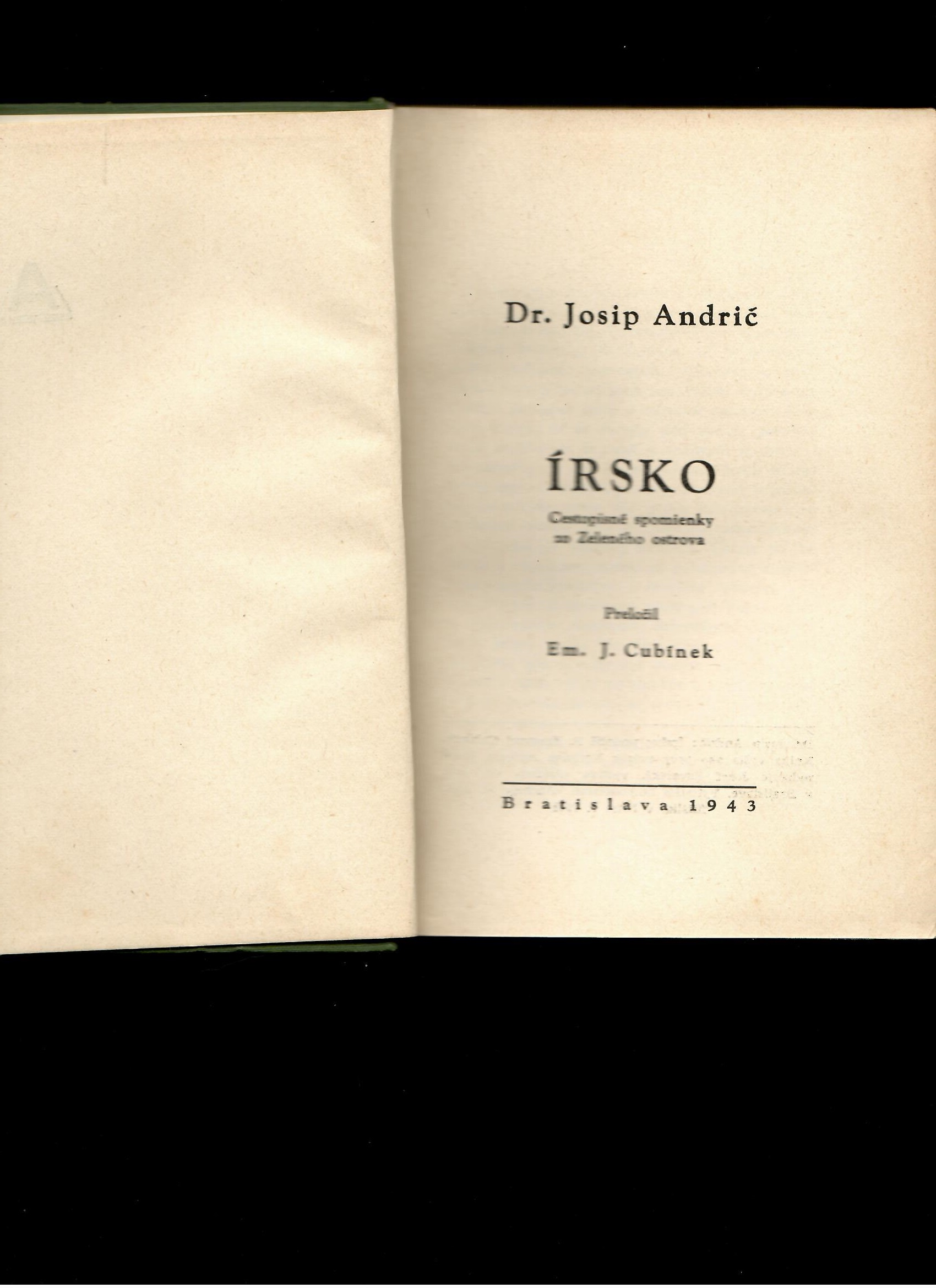 Josip Andrić: Írsko. Cestopisné spomienky zo Zeleného ostrova /1943/